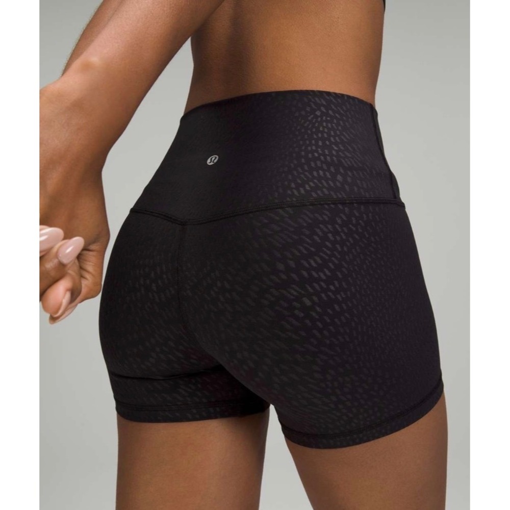 Lululemon Align High Rise Short 4" Black Jewel Emboss Bike Shorts 6 W7BTTS